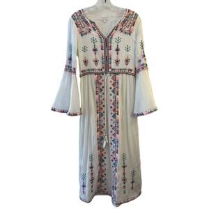 Monsoon Dress Small Boho bohemian Summer Flared Sleeves Retro